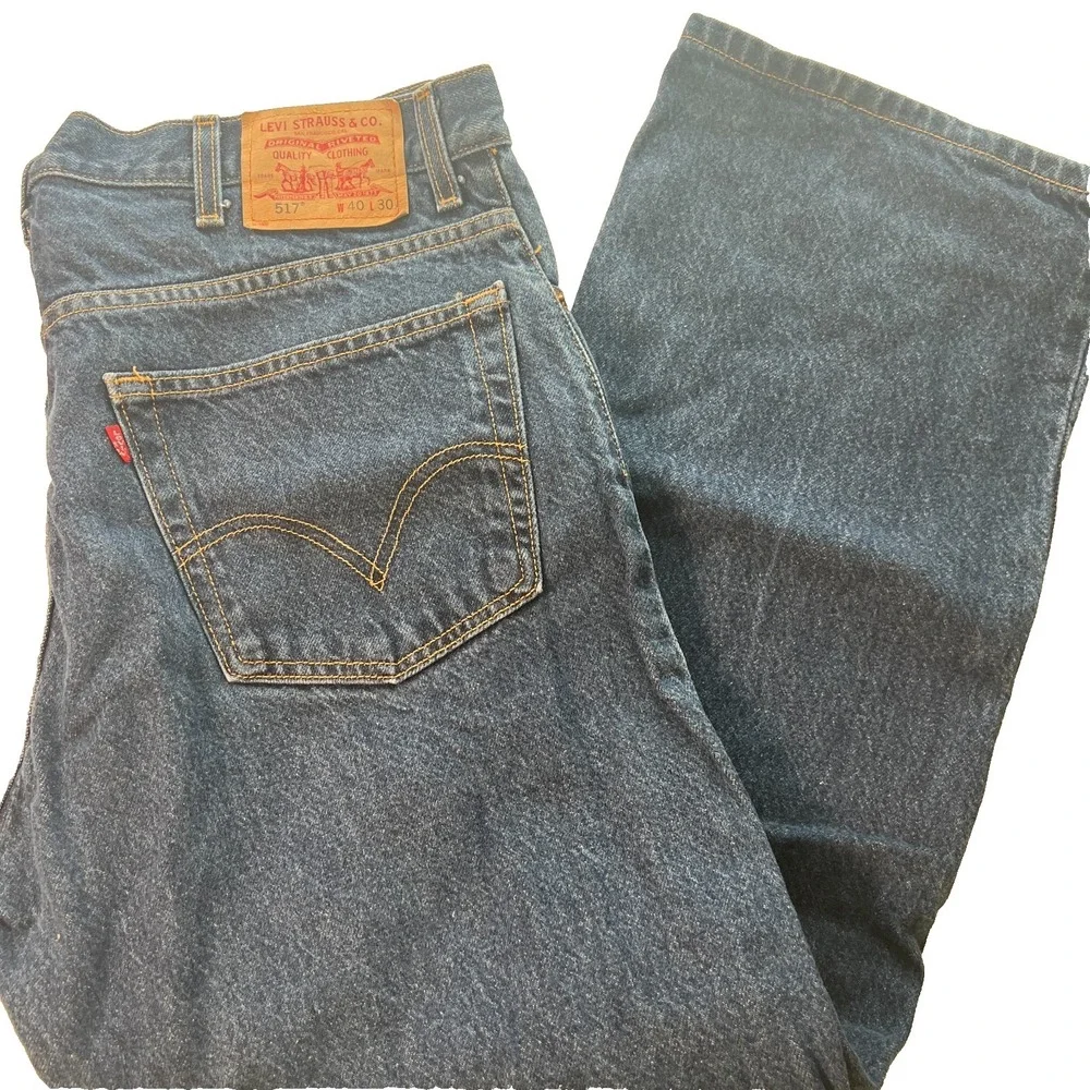 Levis 517 Men's Jeans 40x30 Boot Cut Denim Blue Cotton Boot Cut Actual W39 L30‎
